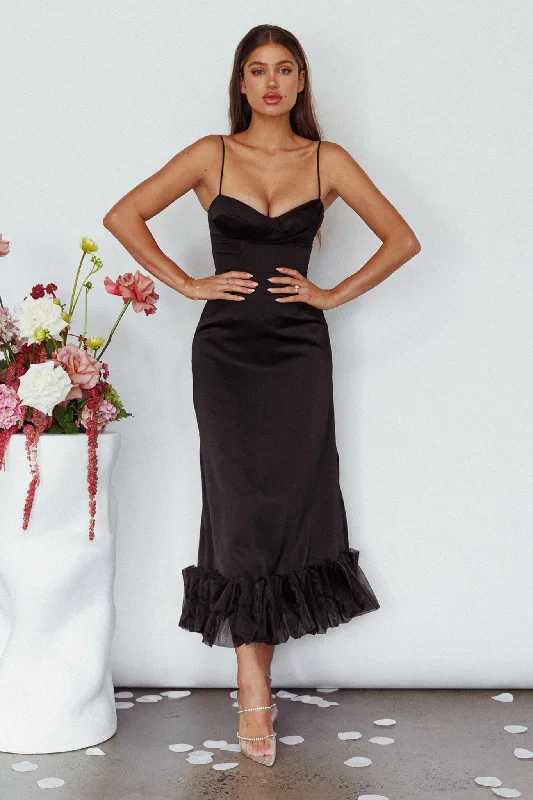 Midi dresses with keyhole backs for a flirty and unexpected detail Buona Sera Hem Decoration Midi Dress Black