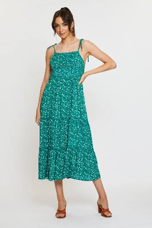 Midi dresses with animal prints for a bold and confident appearance Print A Line Dress Sleeveless