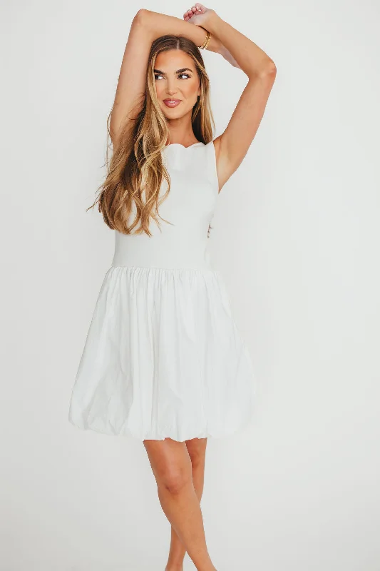 Mini dresses with abstract prints for an artistic look Audrey Bubble Mini Dress in White