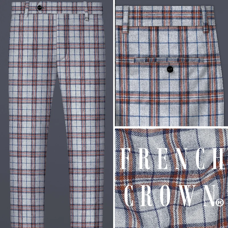 Cadet Gray with Maroon and Blue Plaid Tweed Pant