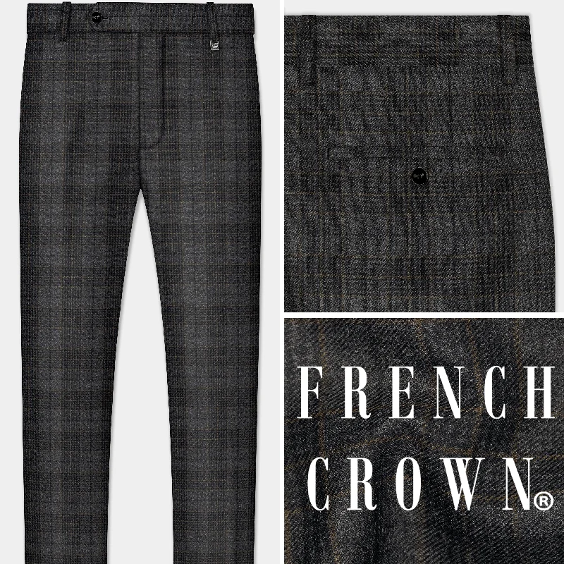 Charcoal Gray Plaid Tweed Pant