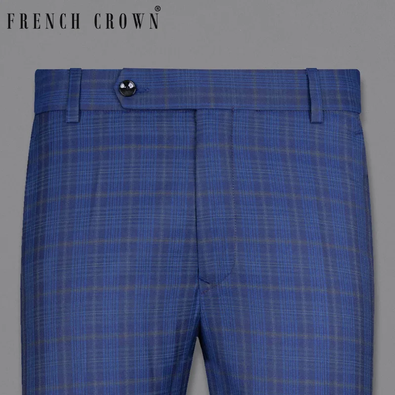 Cloud Burst Blue Plaid Wool Rich Pant