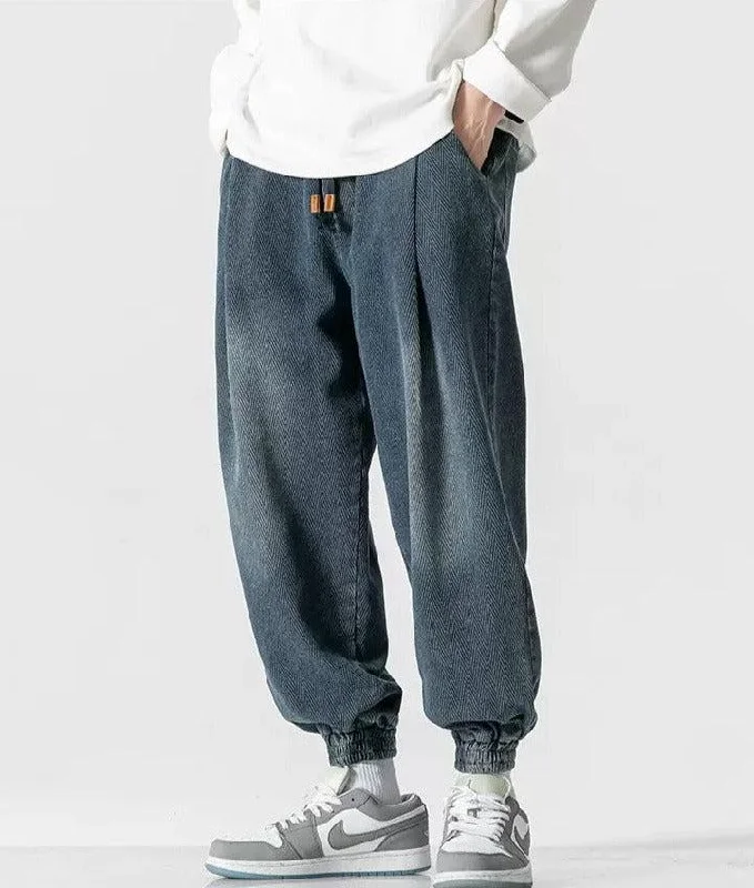 Elastic Waist Washed Versatile Pants