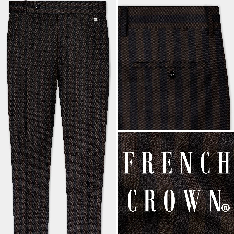 Eternity Brown With Vulcan Black Striped Wool Blend Pant