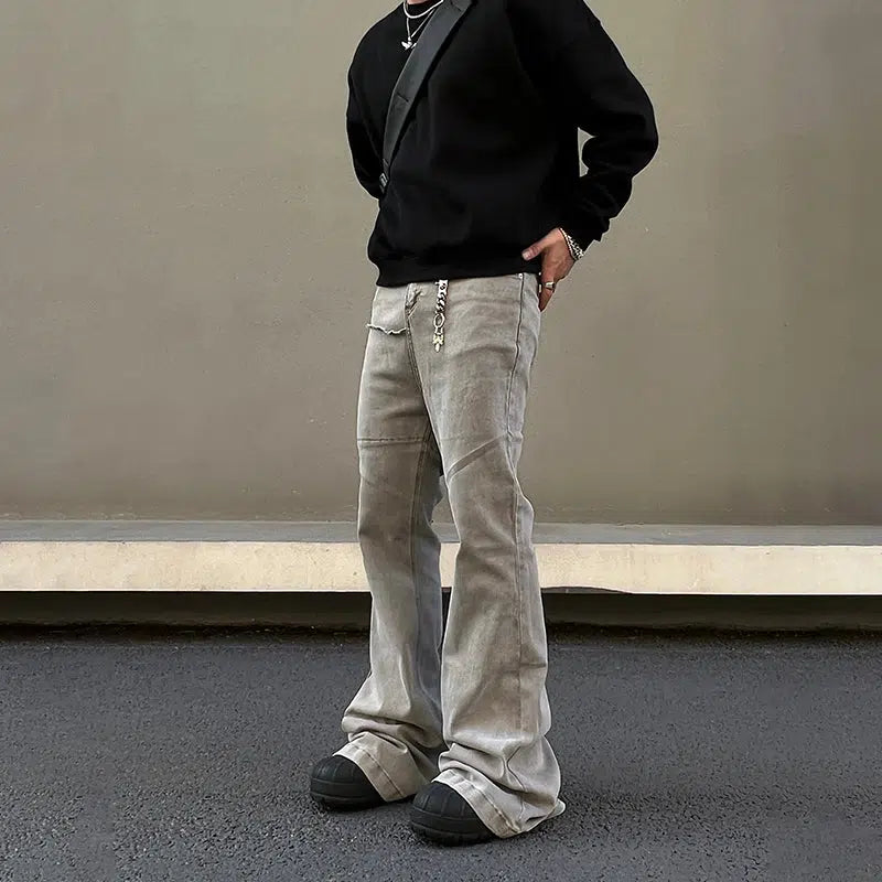 Gray Floor-length Flared Pants