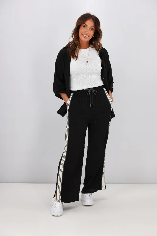 Label of Love Nova Stripe Pant Black