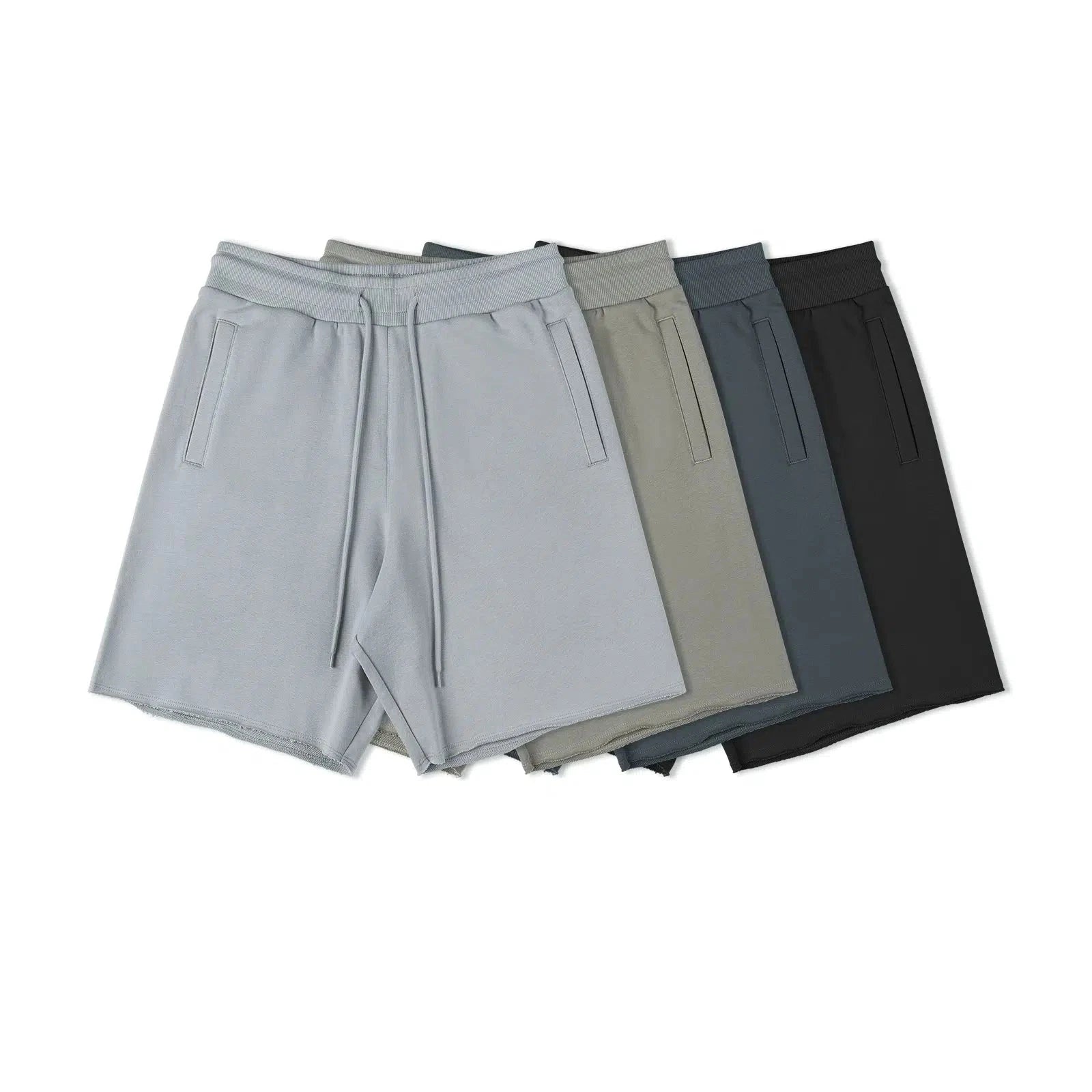 Raw Edge Drawstring Mid-length Shorts