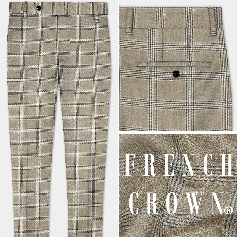 Sandrift Cream Plaid Wool Blend Pant