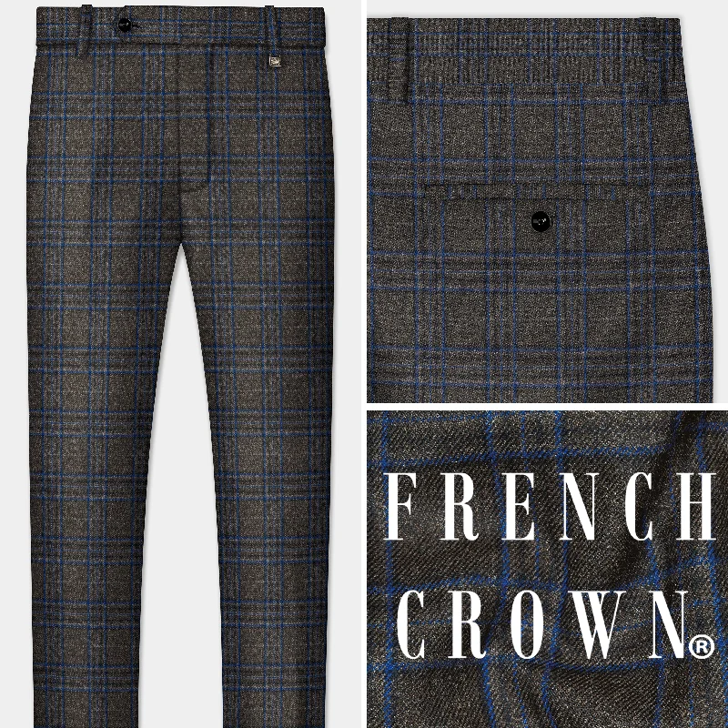 Shark Gray with Chambray Blue Plaid Tweed Pant