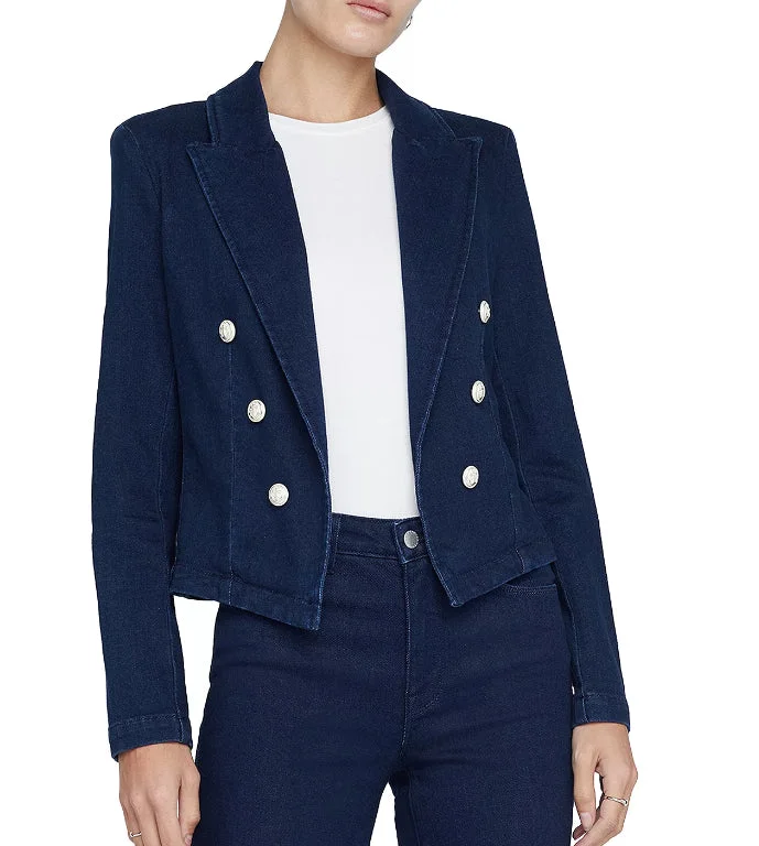 L'Agence Wayne Crop Denim Double Breasted Jacket Blazer, Palomino