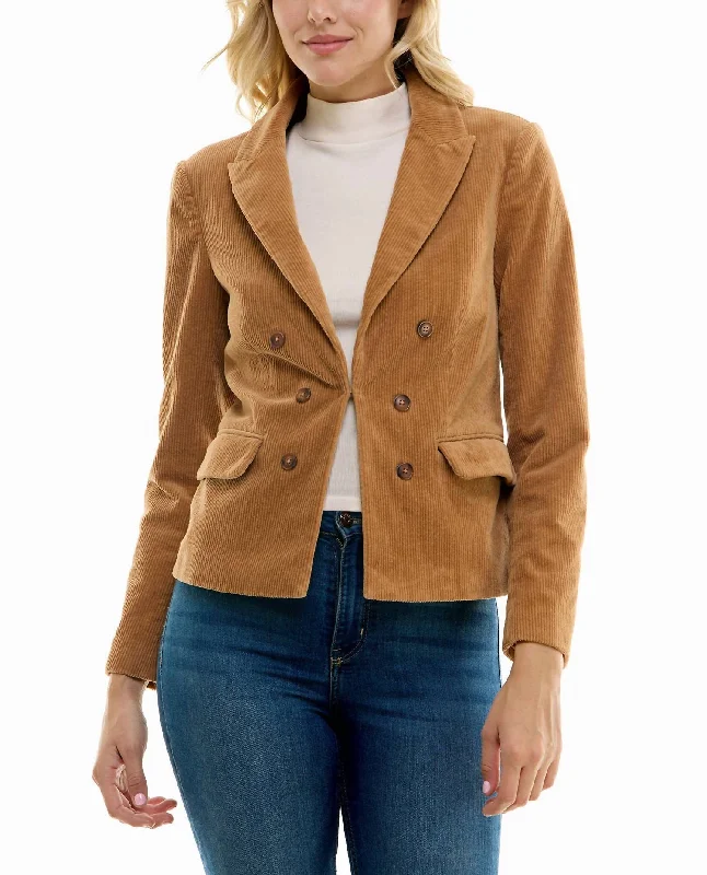 Natalie Corduroy Blazer In Light Tan