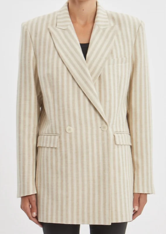 Olian Stripe Blazer In Beige