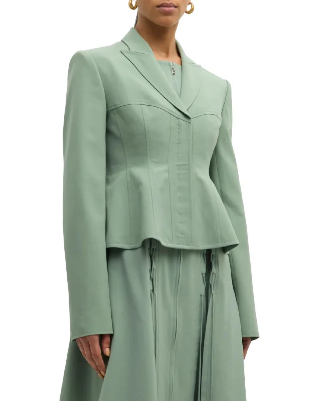 Peplum Corset Jacket In Sage Green