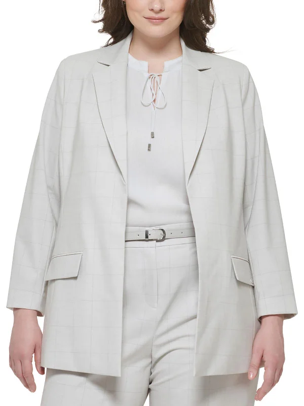 Plus    Womens Suit Separate Office Wear Open-Front Blazer