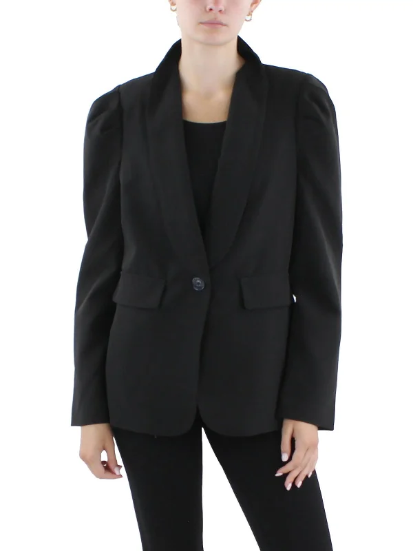 Womens Solid Polyester One-Button Blazer