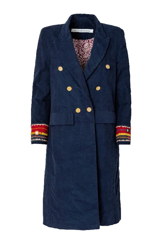 Women's Wade Corduroy Coat In Navy Indigo