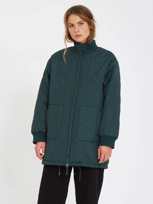 Water - resistant women's trench coats with adjustable cuffs for rainy daysMadlyner Jacket - STONE CULTURE BLUE