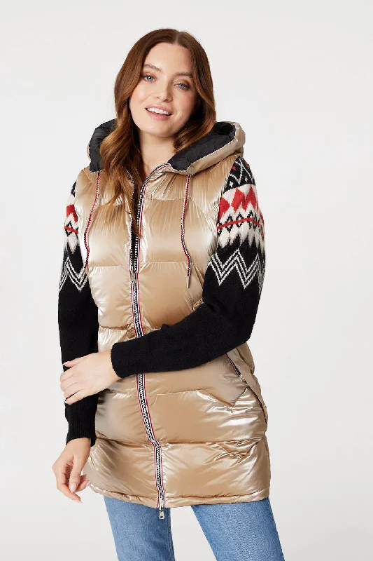 Women's cropped leather coats with silver studs for an edgy lookZip Pocket Hooded Puffer Vest