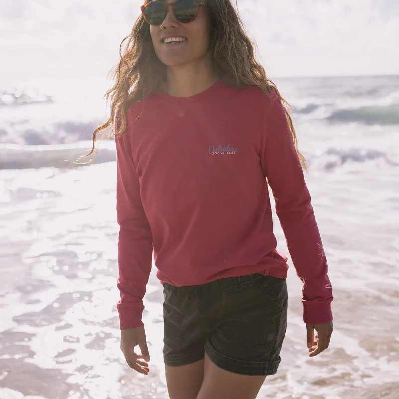 Pocketed Women T Shirt for Added FunctionalityDawn Recycled Cotton LS T-Shirt - Earth Red