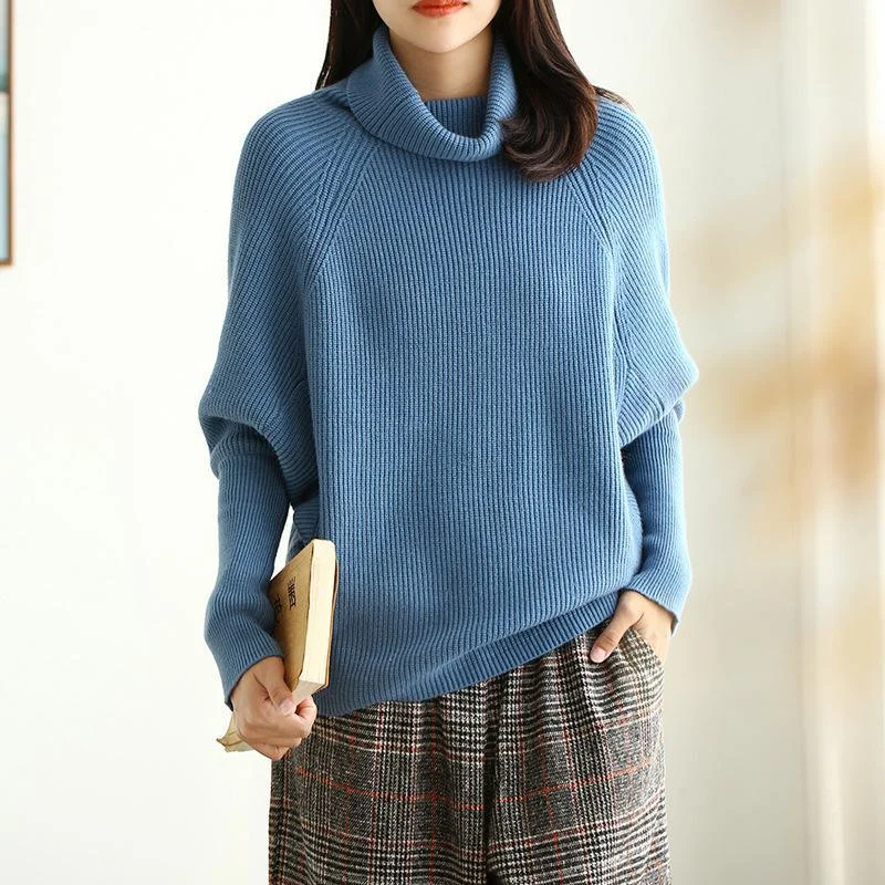 Plus Size Women's Belted Cable Knit SweatersSWEATERPlus Size Women's Belted Cable Knit SweatersFor Spring blue sweaters fall fashion high neck Batwing Sleeve knitted clothes