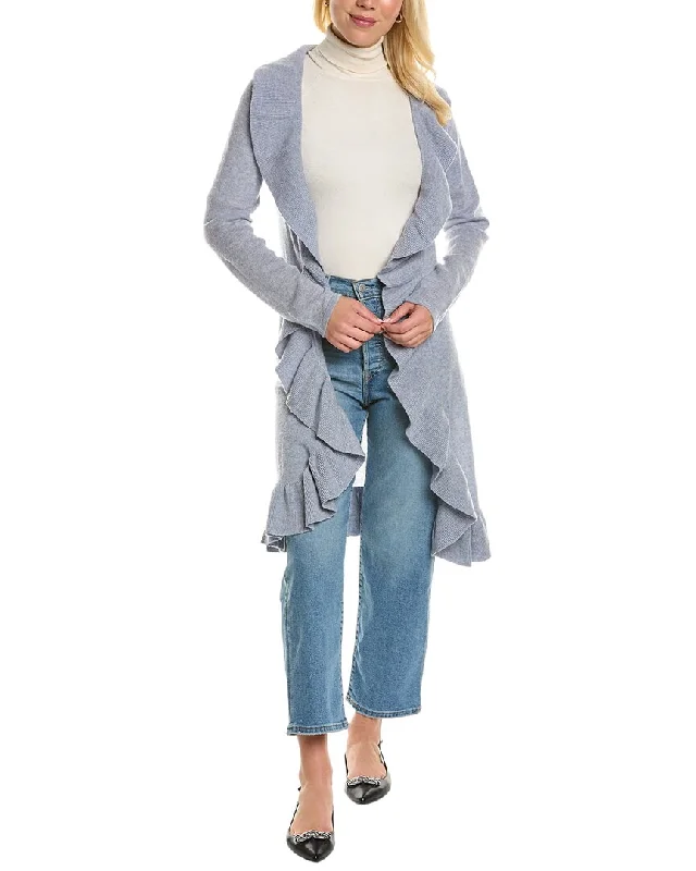 Hannah Rose Long Ruffle Wool & Cashmere-Blend Cardigan