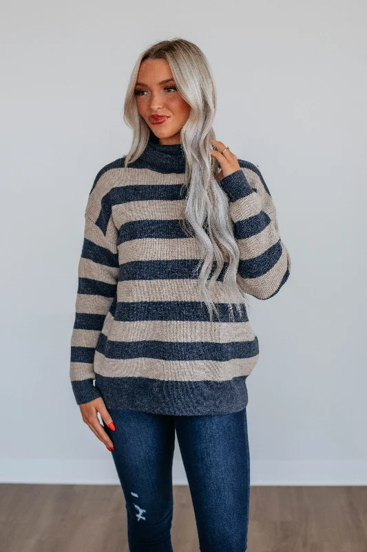 Kayton Striped Sweater - Navy