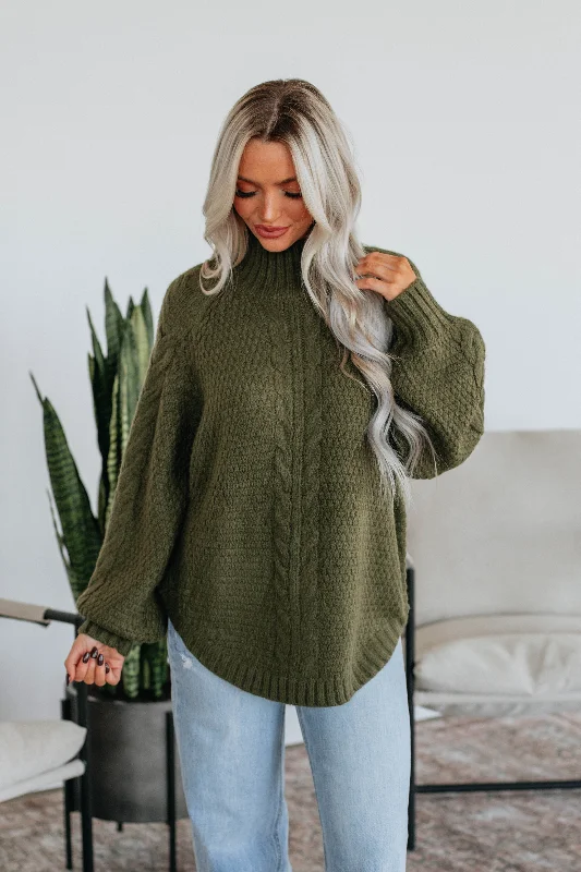 Kelce Cable Knit Sweater - Dark Olive