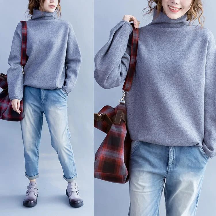 High - Low Hem Women's Cashmere - Blended SweatersSWEATERHigh - Low Hem Women's Cashmere - Blended SweatersLight gray womens cashmere sweaters long sleeve knitted sweater chunky style
