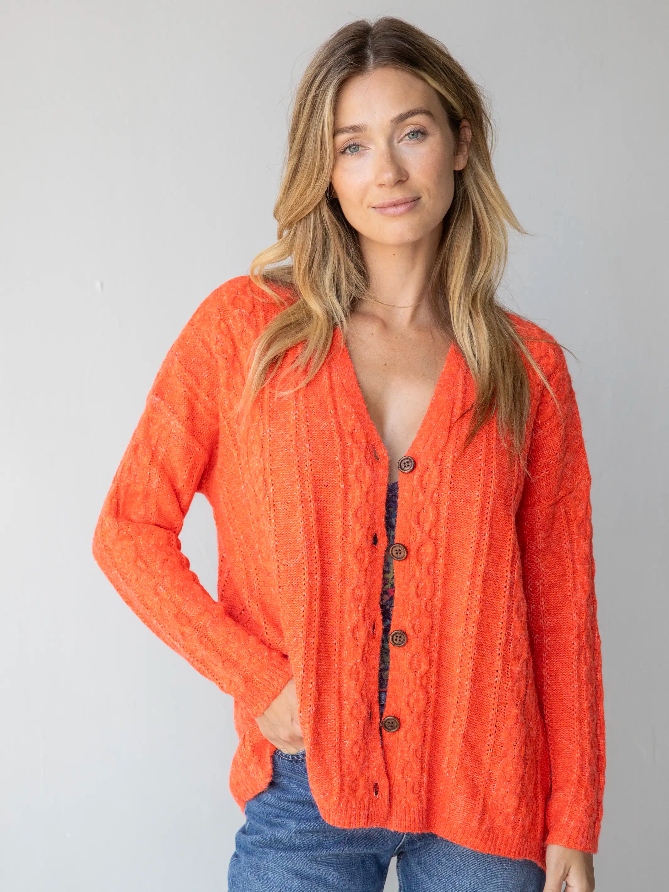 So Soft Grandpa Cardigan - Coral