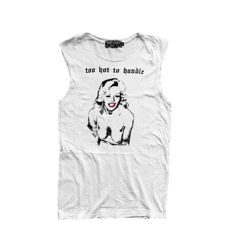 Crop Top Women T Shirt to Pair with High - Waisted BottomsTOO HOT TO HANDLE - (CUT UP)