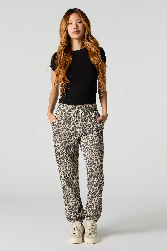 Cheetah Print High Rise Fleece Jogger