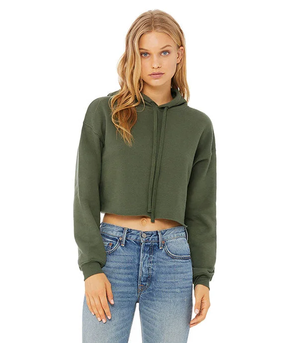 B7502 - Bella + Canvas Ladies Cropped Fleece Hoodie | Military Green