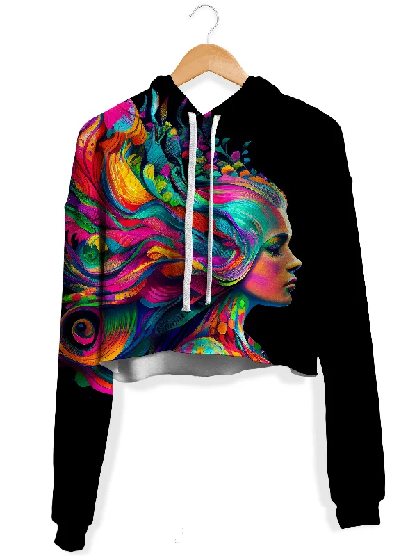Women's graphic - printed sweatshirt featuring floral patterns for a feminine touchConsciousness Fleece Crop Hoodie