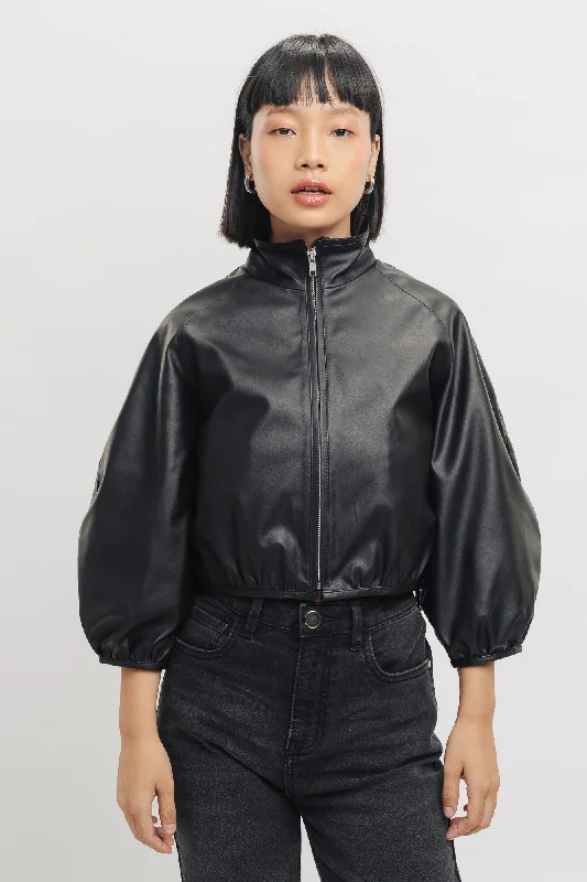 Women's long - length wool blend jackets for a warm and stylish winter lookYing Yang Bomber Crop Jacket