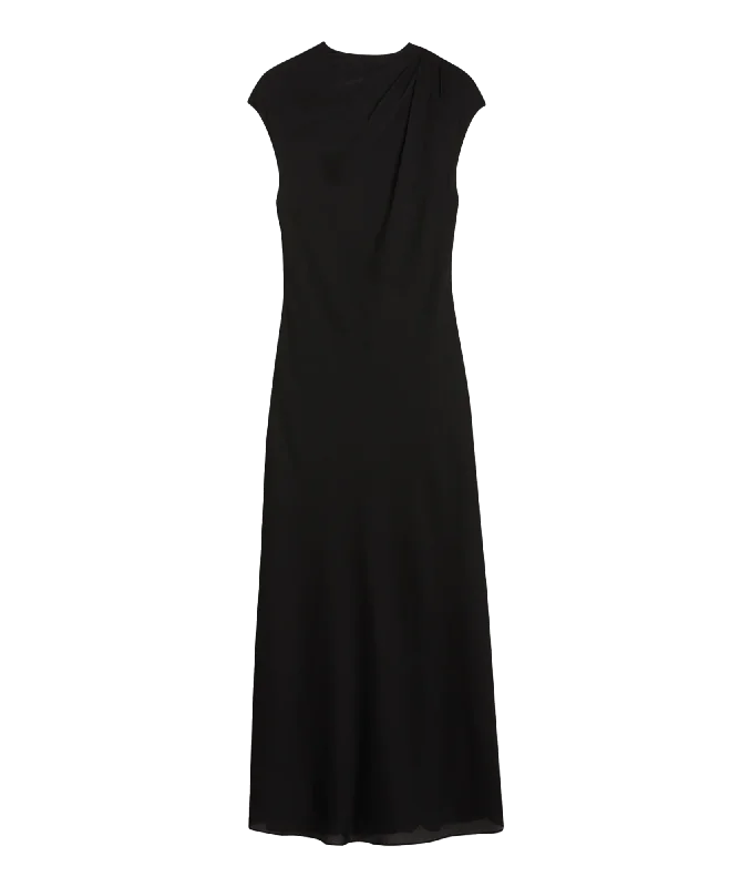 Ball Gown Women Dress with a Full Skirt for a Princess - like Look Ball Gown Women Dress with a Full Skirt for a Princess - like Look Akane Draped Satin Midaxi Dress - Black