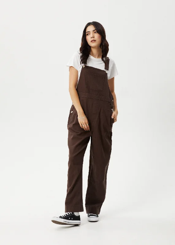 AFENDS Womens Louis - Oversized Overalls - Coffee