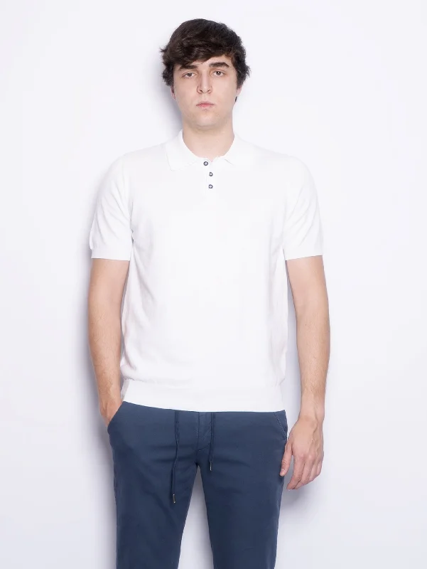 Polo in Maglia di Cotone Bianco