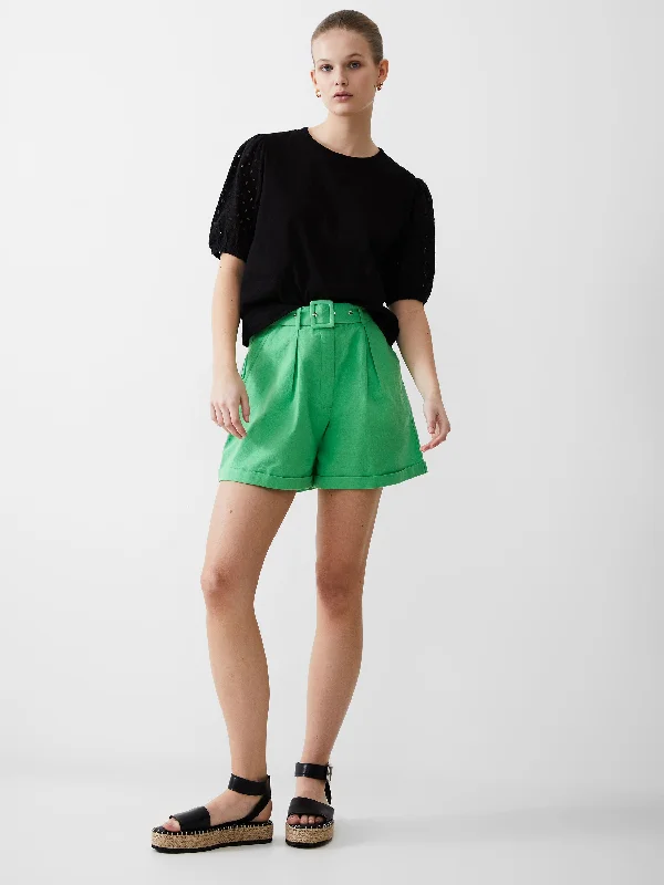 Belted Linen Shorts