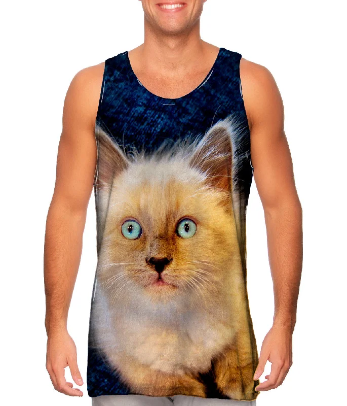 High - Neck Women's Silk Blend Tank Tops for a Luxurious FeelBlue Couch Kitten