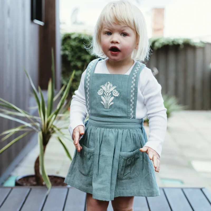 Peggy Cassia Pinafore - Blue Surf