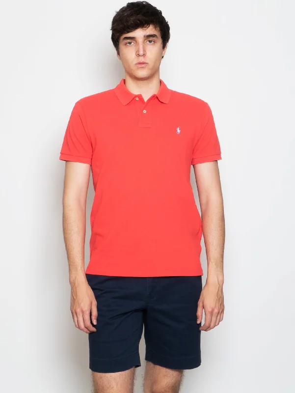 Polo in Mesh Slim Fit Corallo