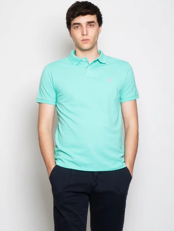 Polo in Piquet Slim Fit Verde