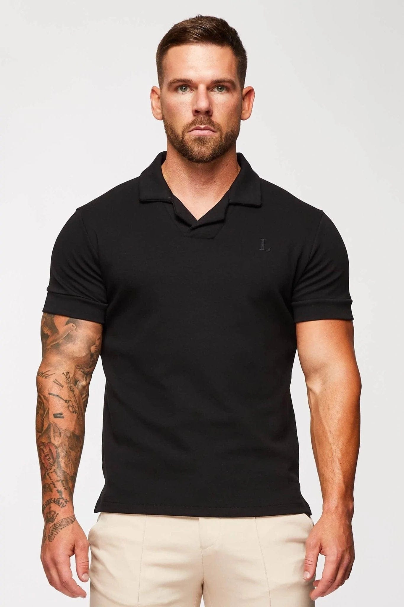 CORE POLO SHIRT REVERE COLLAR - BLACK