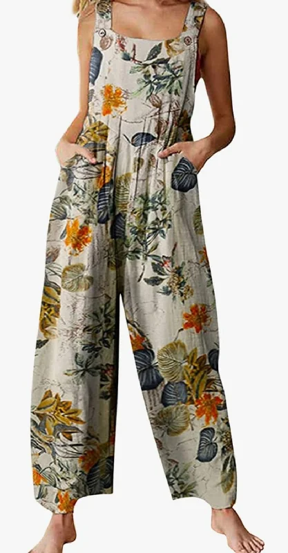 Beige/Autumn Floral Pleated Front