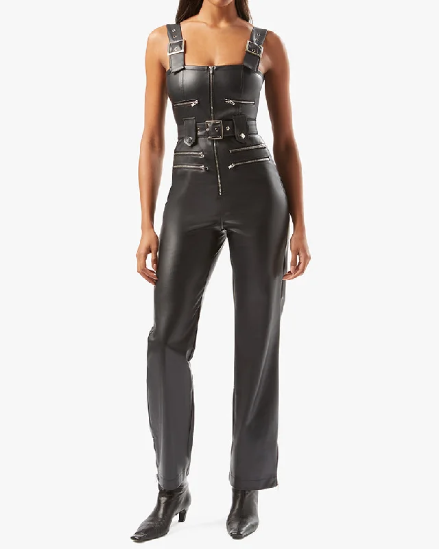 Vegan Leather Moto Jumpsuit