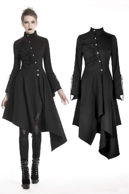 Women's Punk Stand Collar Long Sleeved Dresses With Oblique Asymmetrical Shape